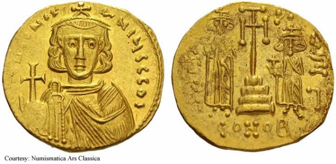 A solidus of Constantine IV from dirtyoldcoins.com