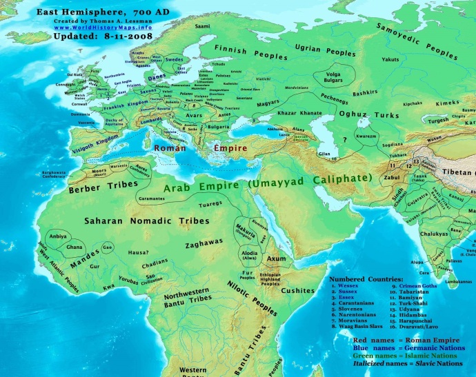 Europe and the Near East in 700 (from worldhistorymaps.info)