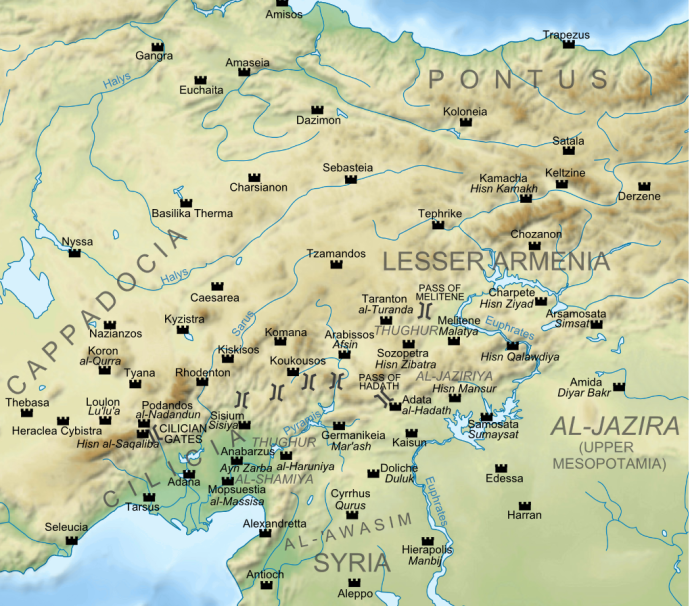 Arab-Byzantine border in Anatolia (author: CPlakidas at Wikipedia)