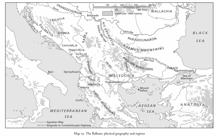 Camridge History of Byzantium Balkans map
